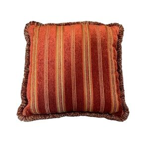 Striped Red and Gold Throw Pillow